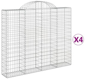 vidaXL Συρματοκιβώτια Τοξωτά 4 τεμ. 200x30x160/180 εκ. Γαλβαν. Ατσάλι