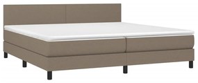 Κρεβάτι Boxspring με Στρώμα Taupe 200x200 εκ. Υφασμάτινο - Μπεζ-Γκρι