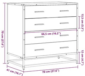 Συρταριέρα Γκρι sonoma 70x41x70 εκ. από Επεξεργασμένο Ξύλο - Γκρι