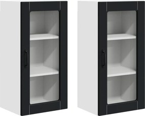 vidaXL Ραφιέρα τοίχου LUCCA 2 pcs Μαύρο 40 x 31 x 80 εκ.