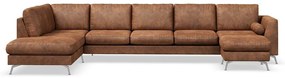Γωνιακός Καναπές Seattle 173, Ασημί, Καφέ, 395x213x88cm, Πόδια: Μέταλλο | Epipla1.gr
