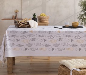 Τραπεζομάντηλο Αλέκιαστο Fish Style Ecru 140x140 - Nef-Nef Homeware