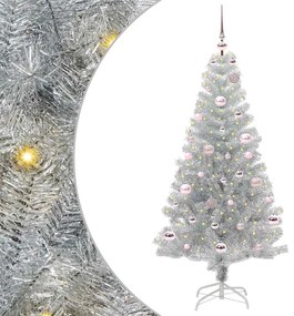 vidaXL Χριστουγεννιάτικο Δέντρο με 150 LED με βάση Ασημί 150 cm PET