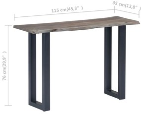 vidaXL Τραπέζι Κονσόλα Γκρι 115x35x76 εκ. Μασίφ Ξύλο Ακακίας / Σίδηρο