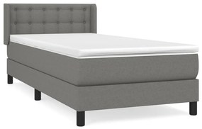 Κρεβάτι Boxspring με Στρώμα Σκούρο Γκρι 100x200 εκ. Υφασμάτινο - Γκρι