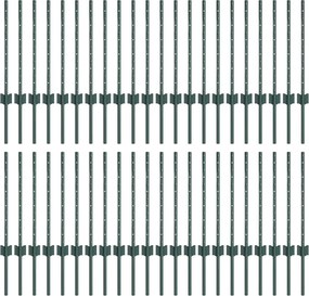 vidaXL Στύλος Περιφράξεων 44 pcs Πράσινο 100 cm Ατσάλι
