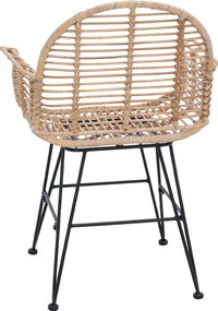 vidaXL Καρέκλα τραπεζαρίας 2 pcs Καλάμι και Σίδερο Φυσικό