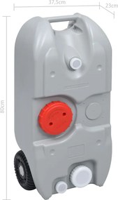 vidaXL Δεξαμενή Νερού Κάμπινγκ με Ρόδες Γκρι 40 Λίτρα