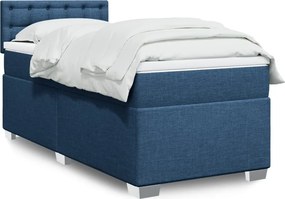 vidaXL Κρεβάτι Boxspring με Στρώμα Μπλε 90x190 εκ.Υφασμάτινο