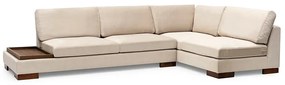 Γωνιακός καναπές PWF-0506 αριστερή γωνία με πουφ ύφασμα μπεζ-καρυδί 313x193x80εκ Υλικό: FABRIC - WOOD 071-001154