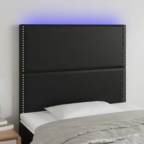 vidaXL Κεφαλάρι Κρεβατιού LED Μαύρο 90x5x118/128 εκ