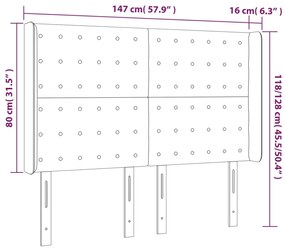 vidaXL Κεφαλάρι Κρεβατιού LED Μαύρο 147x16x118/128 εκ. Συνθετ. Δέρμα