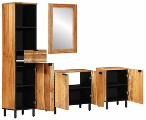 vidaXL Σετ Επίπλων Μπάνιου με συρτάρι 4 pcs Καφέ Μασίφ ξύλο ακακίας