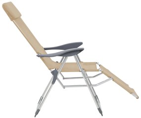 vidaXL Καρέκλες Κάμπινγκ Πτυσσόμενες με Υποπόδια 2 τεμ. Κρεμ Textilene