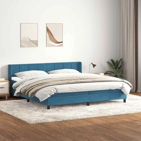 Box Spring κρεβάτι με στρώμα σκούρο μπλε 200x220 cm Βελούδινο - Μπλε