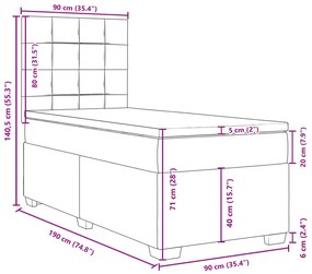 Κρεβάτι Boxspring με Στρώμα Κρεμ 90x190 εκ.Υφασμάτινο - Κρεμ