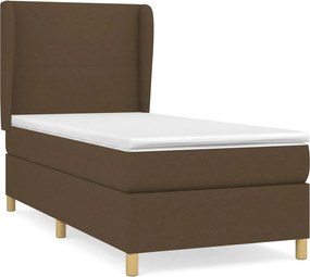 vidaXL Κρεβάτι Boxspring με Στρώμα Σκούρο Καφέ 80x200 εκ. Υφασμάτινο