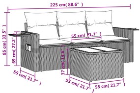 Σετ Καναπέ Κήπου 4 τεμ. Μπεζ Συνθετικό Ρατάν με Μαξιλάρια - Μπεζ