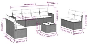 vidaXL Σαλόνι Κήπου Σετ 9 Τεμαχίων Γκρι Συνθετικό Ρατάν με Μαξιλάρια