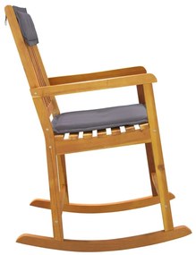 Καρέκλα Κουνιστή από Μασίφ Ξύλο Ακακίας με Μαξιλάρια - Καφέ