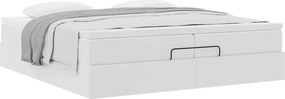 vidaXL Οθωμανικό κρεβάτι με στρώματα Λευκό 200x200cm Faux Leather