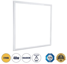 GloboStar 60370 Χωνευτό LED Panel Linear Frameless Super Slim 60x60cm 48W 5280lm 120° CRI≥85Ra AC 220-240V IP44 Μ60 x Π60 x Υ1.5cm - Θερμό Λευκό 2700K - TÜV Certified Driver - 5 Years Warranty - 60370