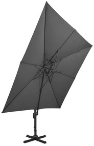 vidaXL Ομπρέλα Κρεμαστή Κήπου με Διπλή Οροφή Ανθρακί 300 x 300 εκ.