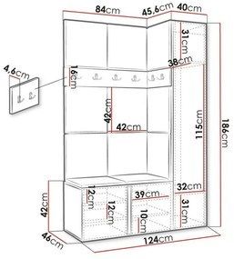 Σετ διαδρόμου Hartford 277, 186x124x46cm, 66 kg, Καθρέφτης, Γραφίτης, Ταπισερί, Πλαστικοποιημένη μοριοσανίδα, Εντοιχισμένη, Τοίχου | Epipla1.gr