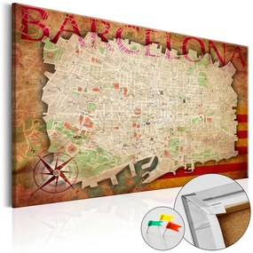 Πίνακας φελλού - Map of Barcelona [Cork Map] 60x40