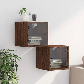 vidaXL Bedside Cabinet 2 τμχ. Brown Oak 13.8x14.6x13.8 in
