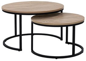 MINO COFFEE TABLE SET 2ΤΕΜ SONOMA DECAPE ΜΑΥΡΟ D74-59xΗ47-38,5cm - 04-0352 - 04-0352