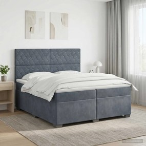 vidaXL Κρεβάτι box spring με στρώμα Σκούρο Γκρι 200 x 200 cm Βελούδο
