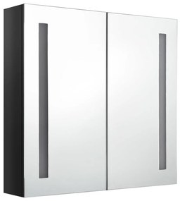 VidaXL Καθρέφτης Μπάνιου με Ντουλάπι & LED Λαμπερό Μαύρο 62x14x60 εκ.