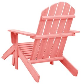 vidaXL Καρέκλα Κήπου Adirondack με Υποπόδιο Ροζ από Ξύλο Ελάτης