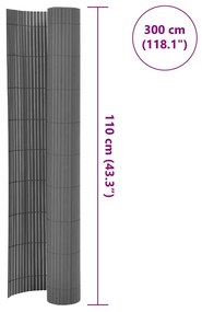 vidaXL Περίφραξη Κήπου Διπλής Όψης Γκρι 110 x 300 εκ.