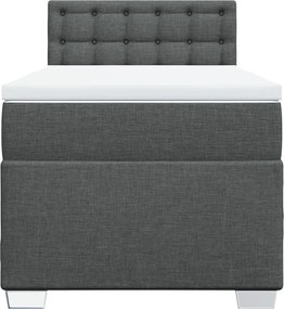 vidaXL Κρεβάτι Boxspring με Στρώμα Σκούρο Γκρι 90x190 εκ. Υφασμάτινο