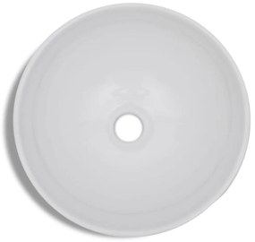 vidaXL Νιπτήρας Στρογγυλός Λευκός Κεραμικός με Αναμεικτική Μπαταρία