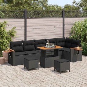 vidaXL Σετ Καναπέ Κήπου 9 pcs Μαύρο συνθετικό ρατάν
