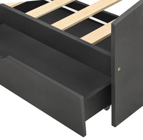 vidaXL Πλαίσιο Κρεβατιού 2 Συρτάρια Γκρι 90x200εκ. Μασίφ Ξύλο Πεύκου