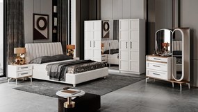 Stewehome Σετ Κρεβατοκάμαρας Λευκή Μοντέρνα Κατασκευή 5τμχ 160x200 cm