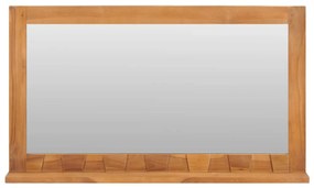 vidaXL Καθρέφτης Τοίχου με Ράφι 100 x 12 x 60 εκ. από Μασίφ Ξύλο Teak