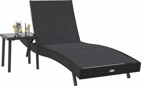 vidaXL Ξαπλώστρα 2 pcs Μαύρο συνθετικό ρατάν