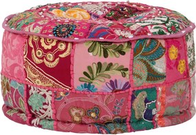 vidaXL Πουφ Patchwork Στρογγυλό Χειροποίητο Ροζ 40 x 20 εκ. Βαμβάκι