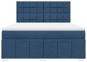 vidaXL Κρεβάτι Boxspring με Στρώμα Μπλε 180x200 εκ. Υφασμάτινο