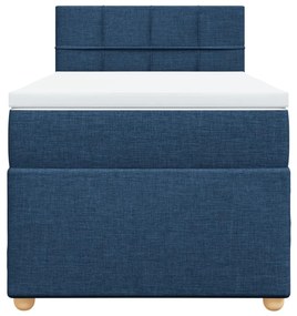 vidaXL Κρεβάτι Boxspring με Στρώμα Μπλε 100 x 200 εκ. Υφασμάτινο