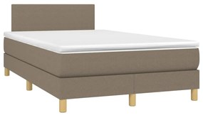 vidaXL Κρεβάτι Boxspring με Στρώμα Taupe 120x200 εκ. Υφασμάτινο