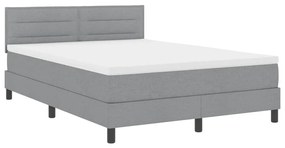 vidaXL Κρεβάτι box spring με στρώμα Ανοιχτό γκρι 140 x 190 cm ύφασμα