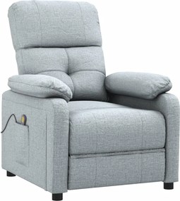 vidaXL Πολυθρόνα Μασάζ Ανοιχτό Γκρι Υφασμάτινη