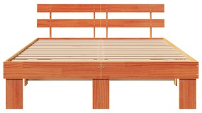 vidaXL Κρεβάτι με Κεφαλάρι Καφέ 150x200 εκ. Μασίφ Ξύλο Πεύκου
