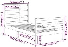 ΠΛΑΙΣΙΟ ΚΡΕΒΑΤΙΟΥ 100 X 200 ΕΚ. ΑΠΟ ΜΑΣΙΦ ΞΥΛΟ 3105850